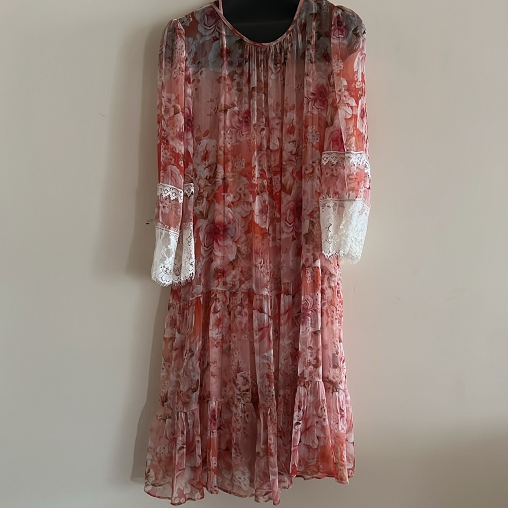 NWT Johnny Was Yours Truly Silk Floral Mini Dress Size M 2PC - Picture 6 of 15
